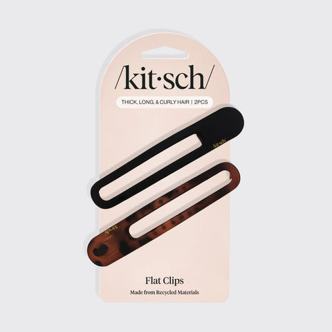Black & Tort Curved Flat Lay Claw Clips 2pc Set