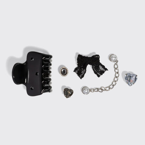 KitschPop™️ Cloud Clip & Charms in Vintage Black