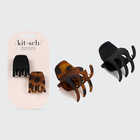 Black & Tort Claw Clips 2pc Set - Medium