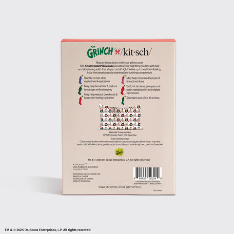 The Grinch x Kitsch Satin Pillowcase in Cindy Lou Who