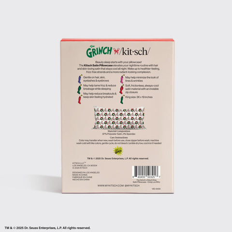 The Grinch x Kitsch Satin Pillowcase in Cindy Lou Who - King