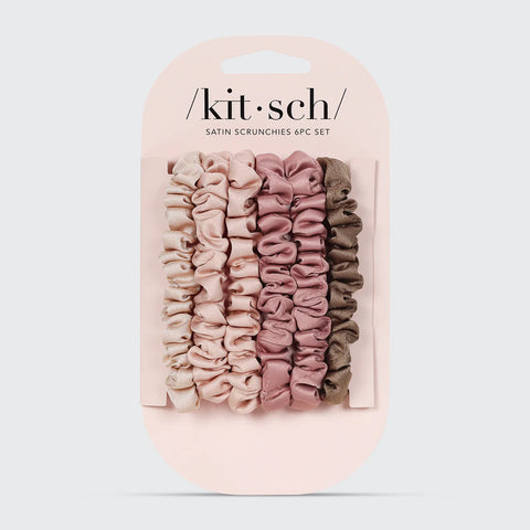 Terracotta Ultra Petite Satin Scrunchies 6pc Set