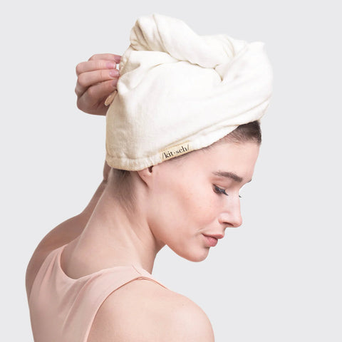 Organic Bamboo Hair Towel - White