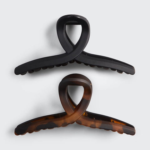 Black & Tort Loop Claw Clips 2pc Set - Large