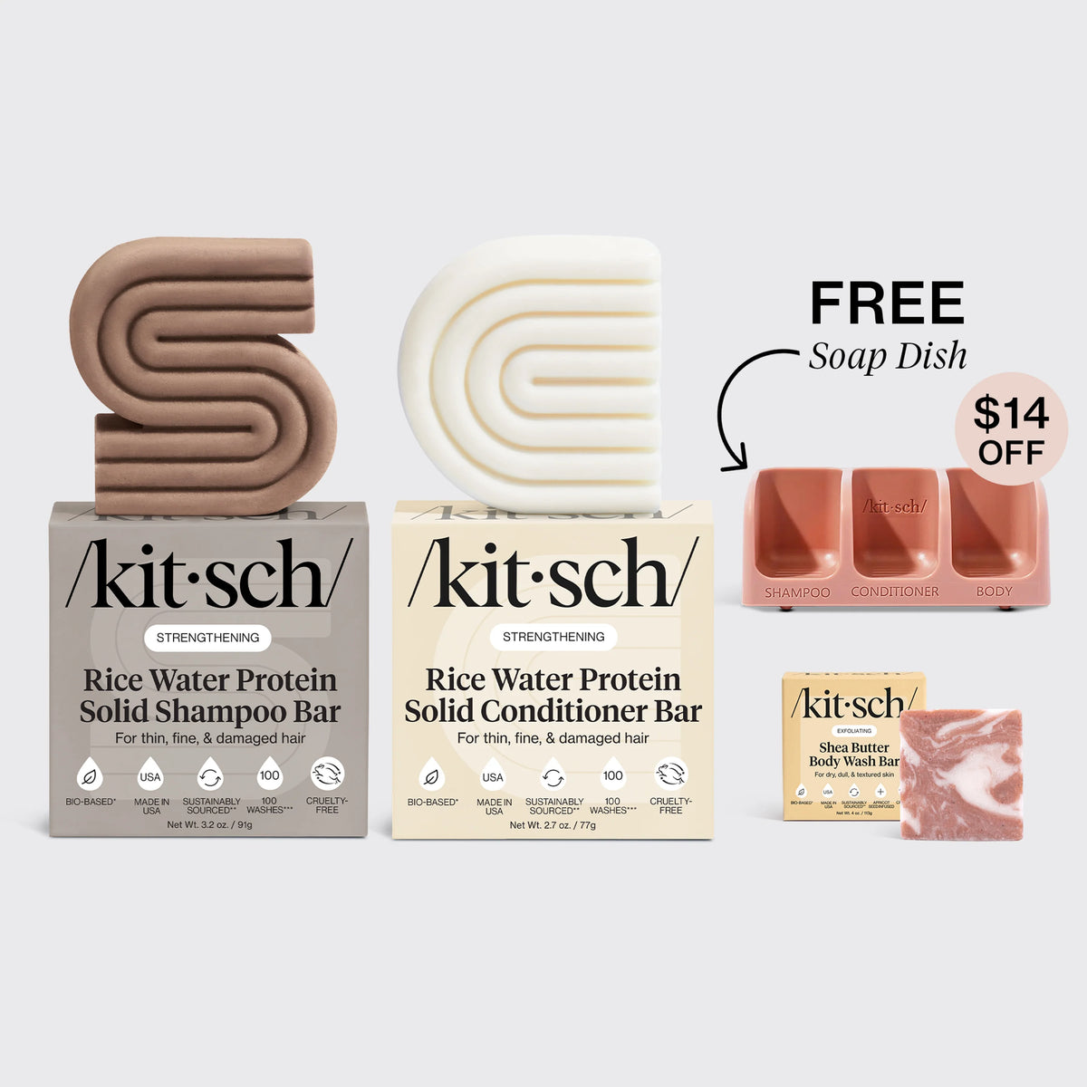 Strengthening Rice Water Terracotta Self Draining Soap Dish Bundle