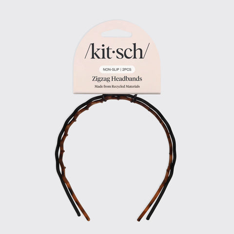 Zig Zag Headband 2pc- Black & Tort