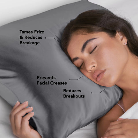 Satin Pillowcase in Charcoal