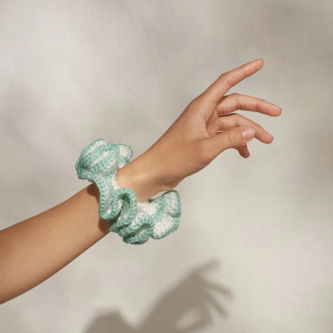Seafoam Blue Crochet Scrunchie