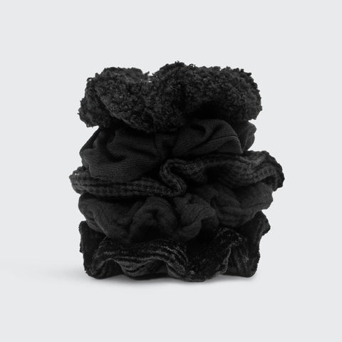 Assorted Textured Scrunchies in Black