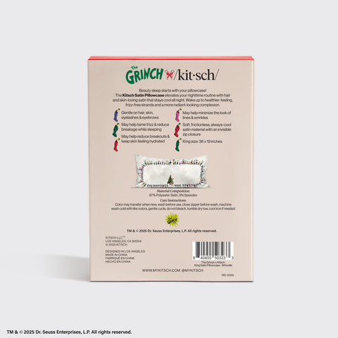 The Grinch x Kitsch Satin Pillowcase in Whoville - King