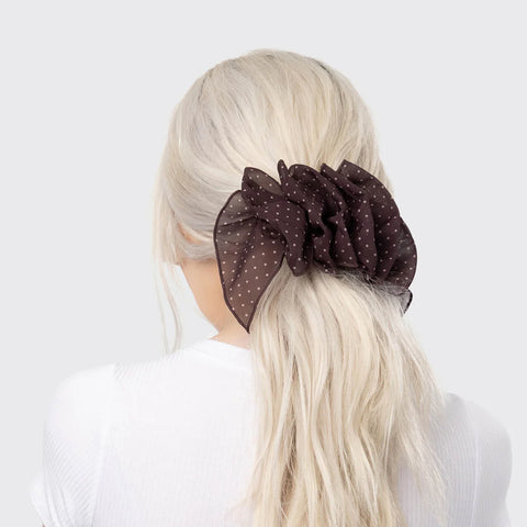Recycled Chiffon Polka Dot Bow Barrette
