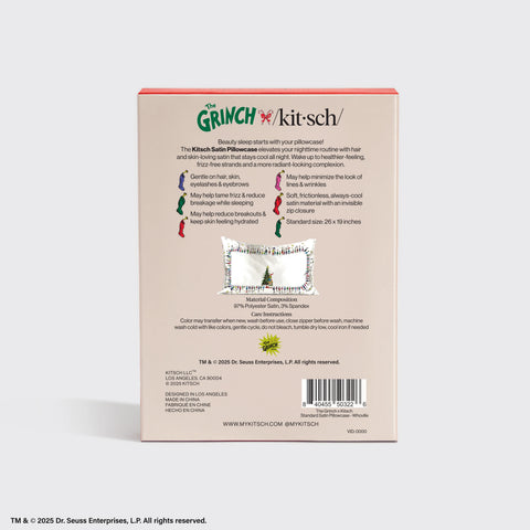 The Grinch x Kitsch Satin Pillowcase in Whoville