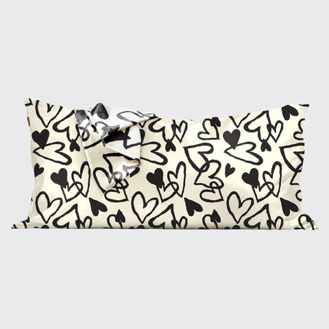 Satin Pillowcase in Heart Print - King