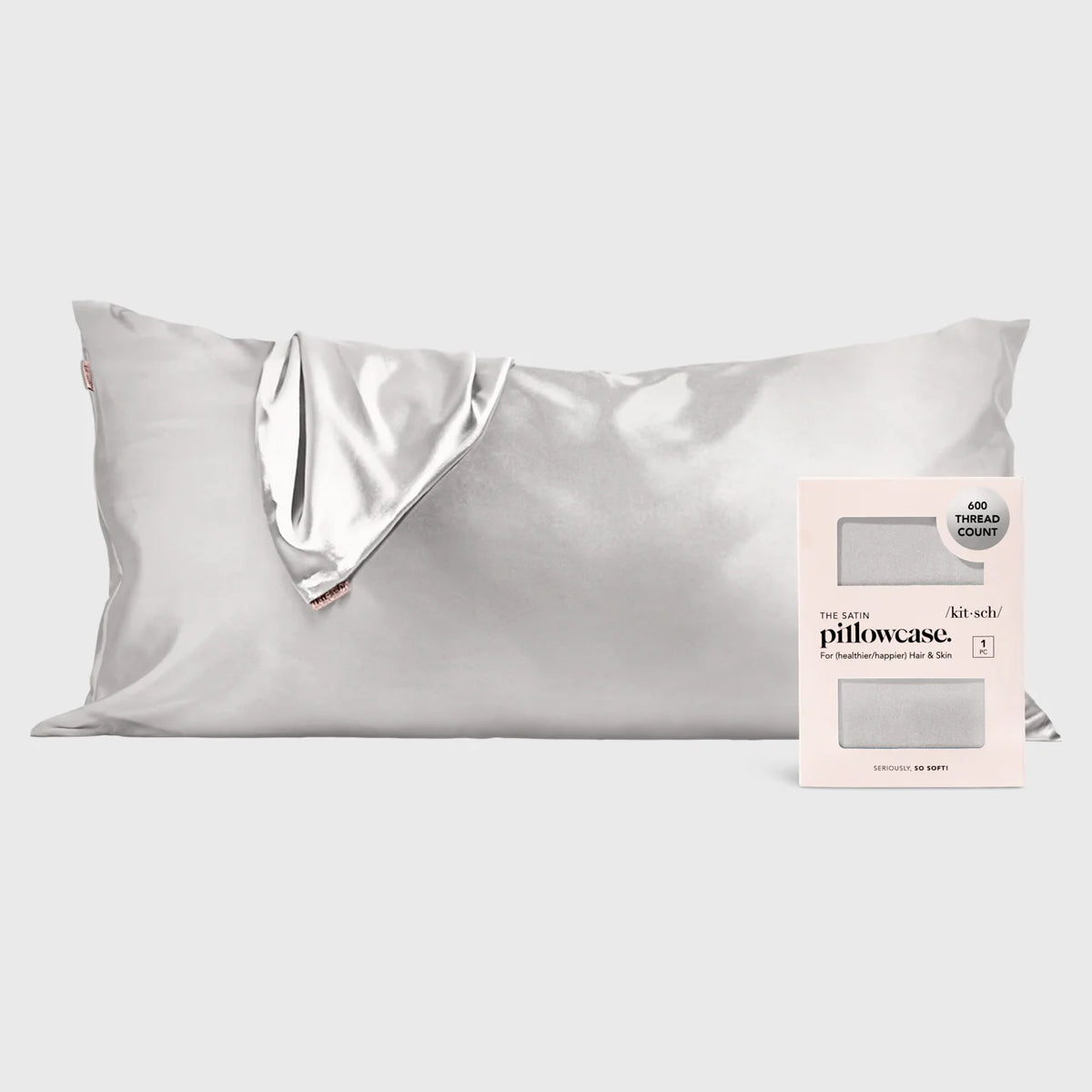 Satin Pillowcase in Silver 4 Pack Bundle - King