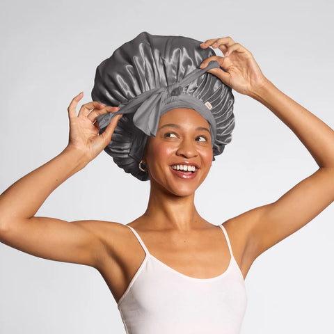 Charcoal Oversized Satin Bonnet